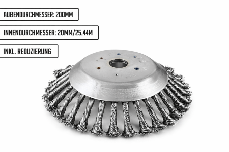 Wildkrautbürste für Freischneider Motorsense 200mm 20/25,4mm Unkrautbürste