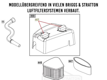 Preview: 2x original Briggs & Stratton Luftfilterdeckel Verschluss Schraube Knopf 597244