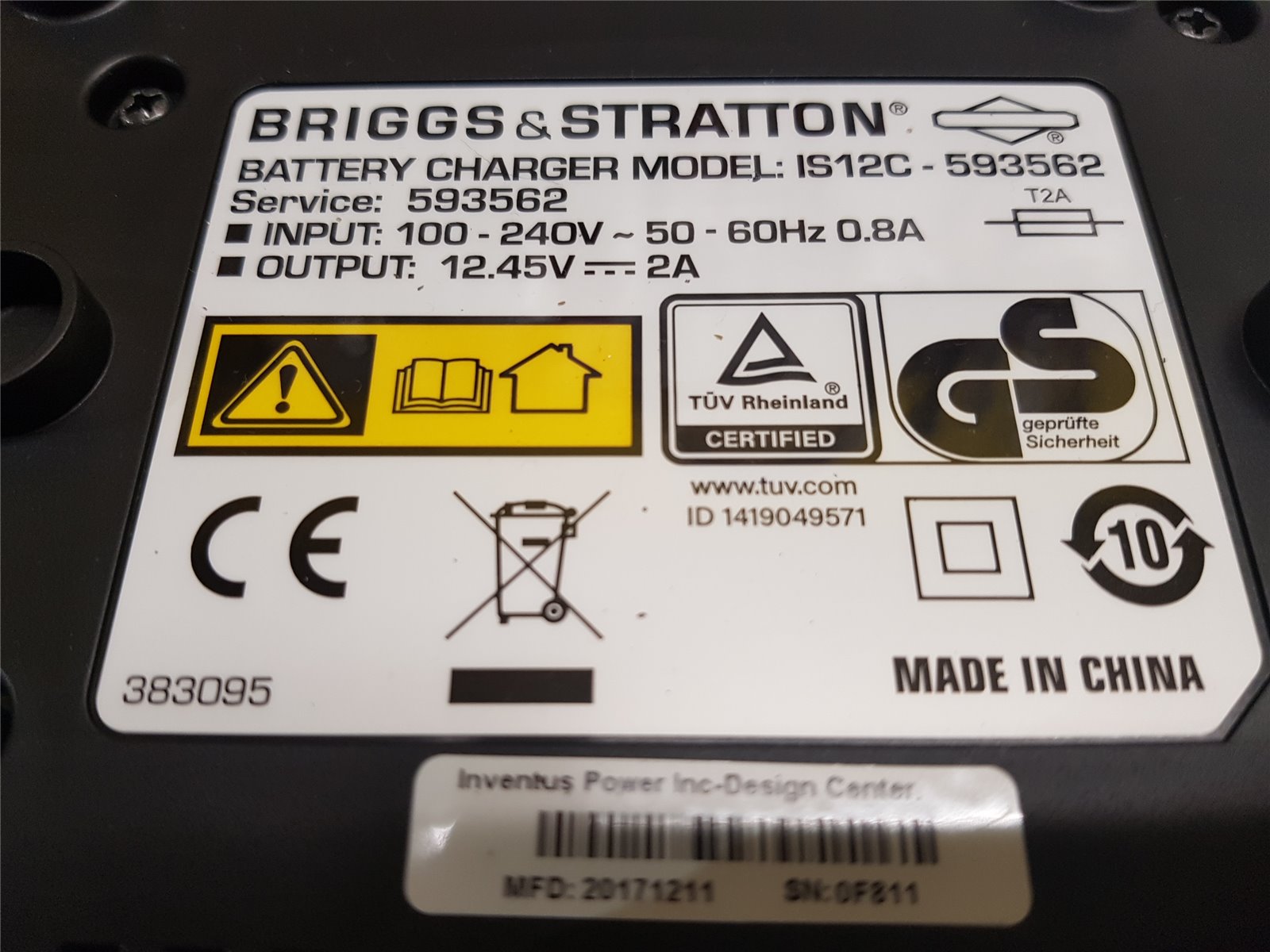 Batterieladegerät Instart Akkuladegerät Briggs& Stratton 100-240 V ~ 50 /60 Hz