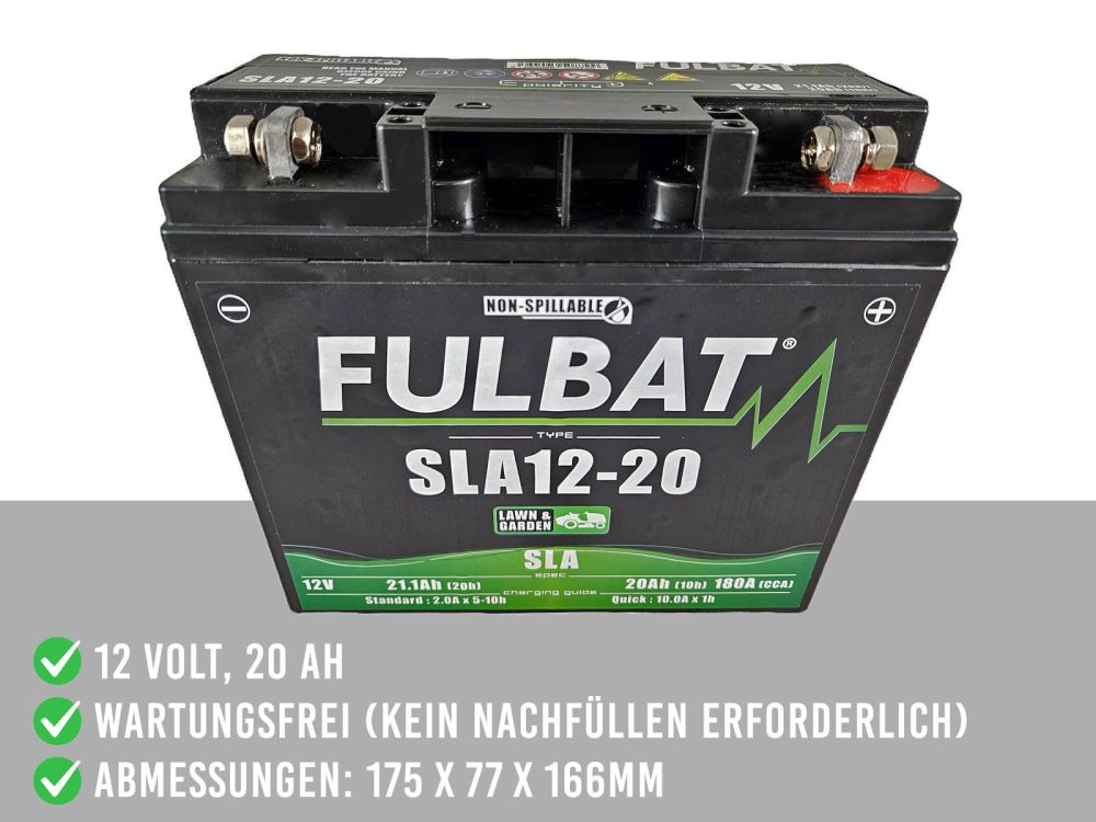 Fulbat Rasentraktor Batterie 12V 20Ah AGM ersetzt 18Ah 17Ah Aufsitzmäher