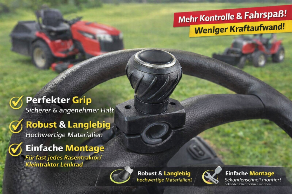 GRANIT Deluxe Lenkradknauf Lenkhilfe Lenkknauf Rasentraktor Aufsitzmäher
