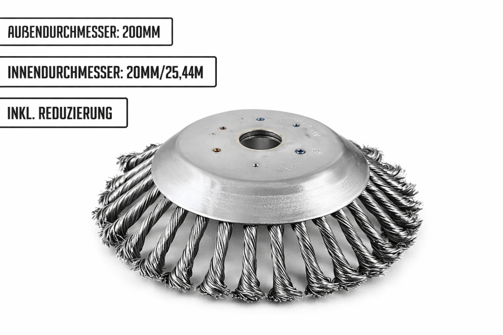 Wildkrautbürste für Freischneider Motorsense 200mm 20/25,4mm Unkrautbürste