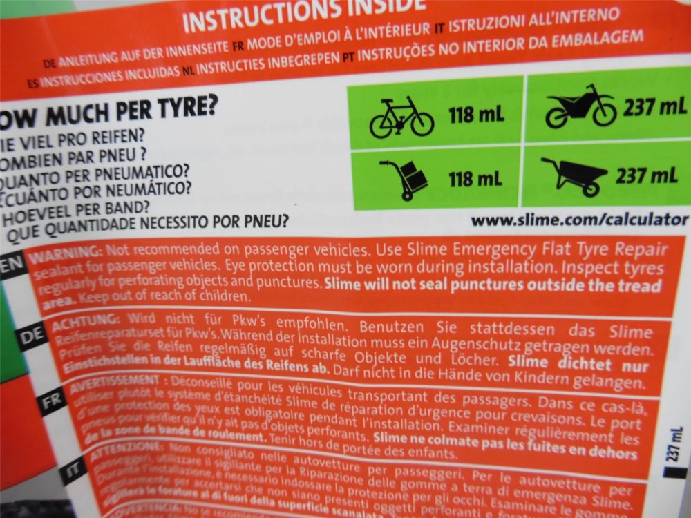 Slime Reifendichtmittel Reifen mit Schlauch 473ml Rasentraktor Zeroturn Fahrrad