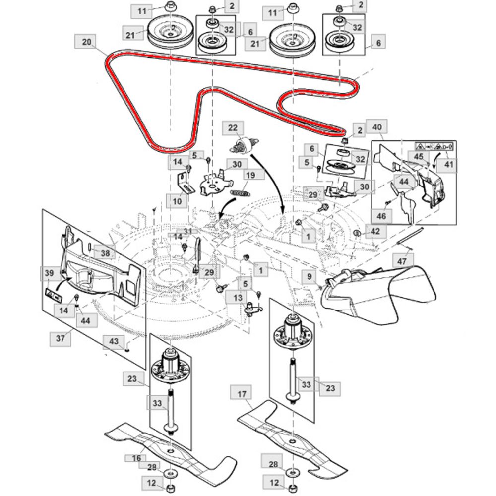 Keilriemen Mähwerk GX25209 für John Deere X115R X116R X117R X146R X147R 92H
