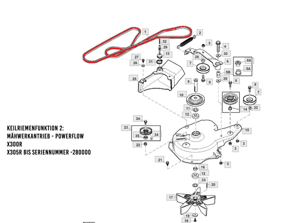 Keilriemen für John Deere Mähwerk Power Flow X300 X305R Grassammler LT 166 180
