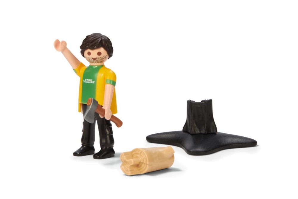 Playmobil Figur mit Axt und STIHL Timbersports T-Shirt